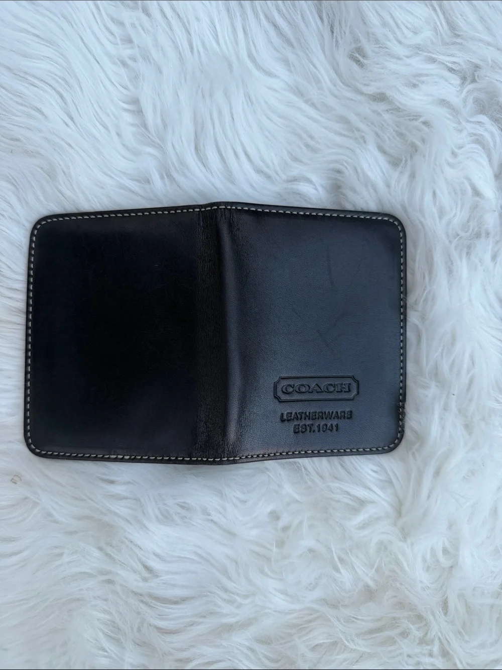 Coach Black Calf Leather Wear Double ID Pass Case - Smooth Black Finish